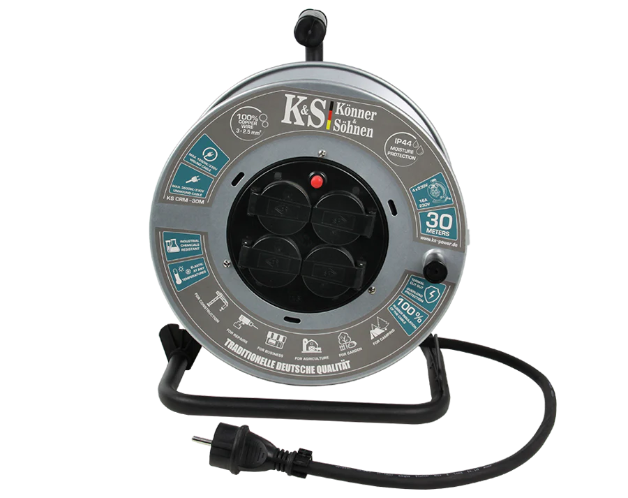 Könner & Söhnen KS CRM-30M – Professionel 3 x 2,5 mm² Kabeltromle 30 meter - Sikshop