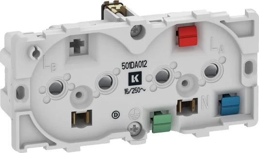 LK FUGA® dobbelt stikkontakt 2-polet + DK jord – 2 modul, uden afdækning