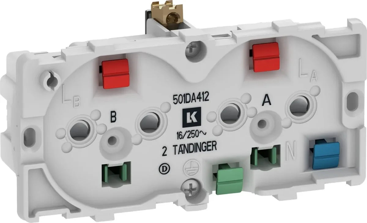 LK FUGA dobbelt stikkontakt – 2 tændinger – 2 modul med jord, uden afdækning - Sikshop