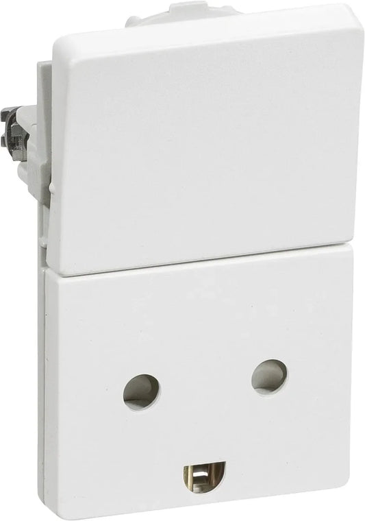 LK FUGA® stikkontakt 2-polet + DK jord med afbryder – 1,5 modul, hvid