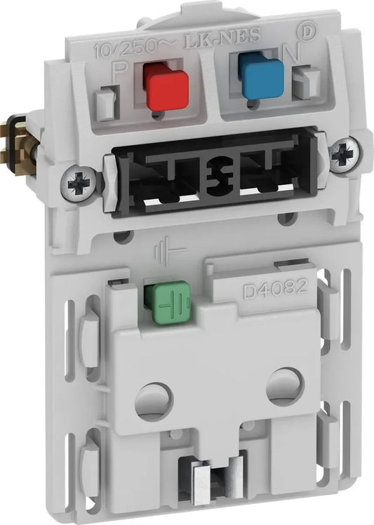 LK FUGA® stikkontakt 2-polet + DK jord med afbryder – 1,5 modul, uden tangent og afdækning