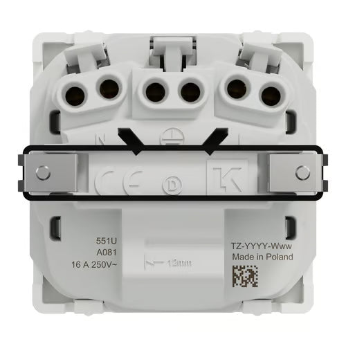 LK One Stikkontakt FlexFront 2-polet med DK-jord – 1 Modul Hvid - Sikshop