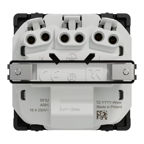 LK One Stikkontakt FlexFront 2-polet med DK-jord – 1 Modul Sort - Sikshop