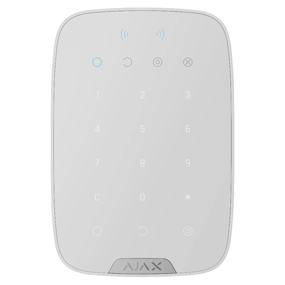Ajax KeyPad Plus Hvid – Trådløst og Smart Betjeningspanel med Kortlæser