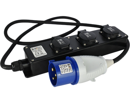 Stikadapter KS EX1.5M-3S – Robust 32A → 16A adapter med 3 udtag - Sikshop