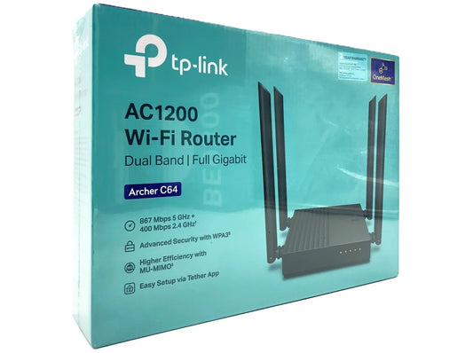 TP-Link Archer C64 AC1200 Dual Band Wi-Fi 5 Router – 4× Gigabit LAN