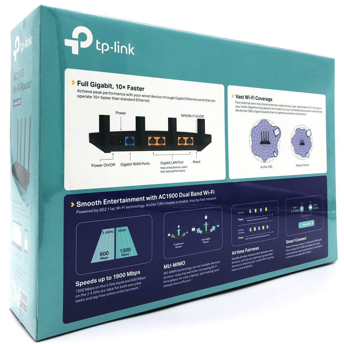 TP-Link Archer C80 AC1900 Dual Band Wi-Fi 5 Router – 4× Gigabit LAN