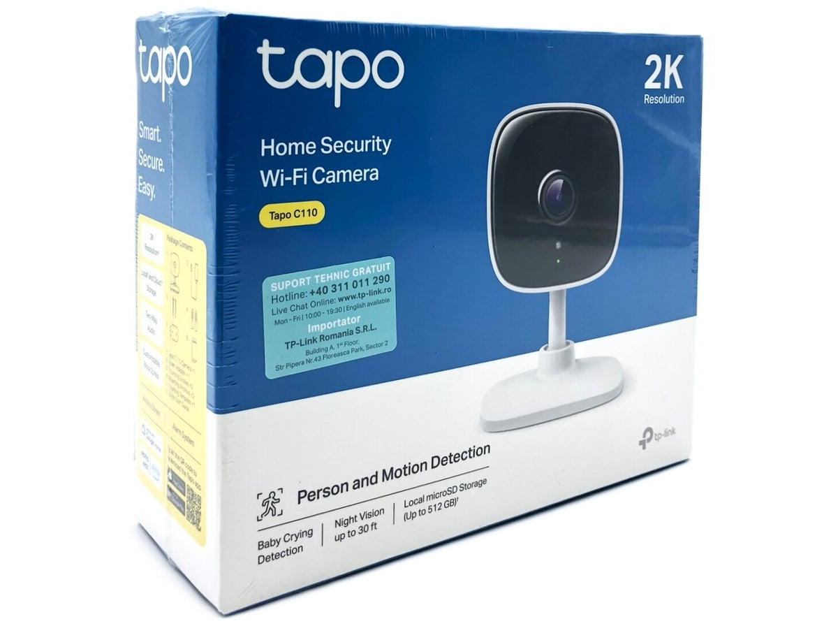 TP-Link Tapo C110 3MP Wi-Fi Overvågningskamera – 1296p, Nattesyn, Tovejstale