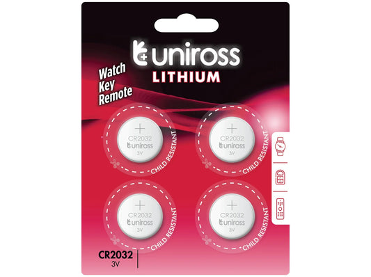 Uniross Lithium CR2032 Knapcellebatterier – 4 stk.