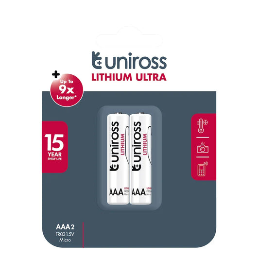 Uniross Ultra Lithium AAA / FR03 Batterier – 1250 mAh (2 stk.)