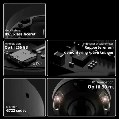 Ajax DomeCam Mini – 5 MP, AI-genkendelse, IR-lys 30m, Hvid - SIKSHOP