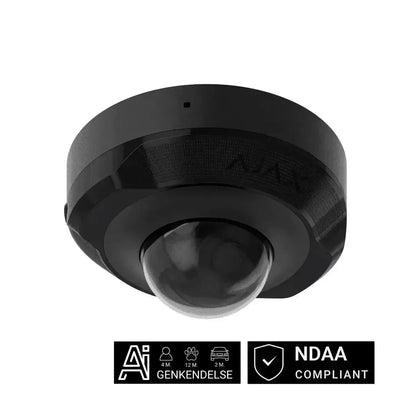 Ajax DomeCam Mini 8 MP 4 mm Sort – Effektiv Overvågning med AI - Sikshop