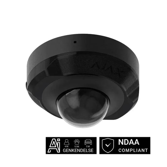 Ajax DomeCam Mini 8 MP 4 mm Sort – Effektiv Overvågning med AI - SIKSHOP