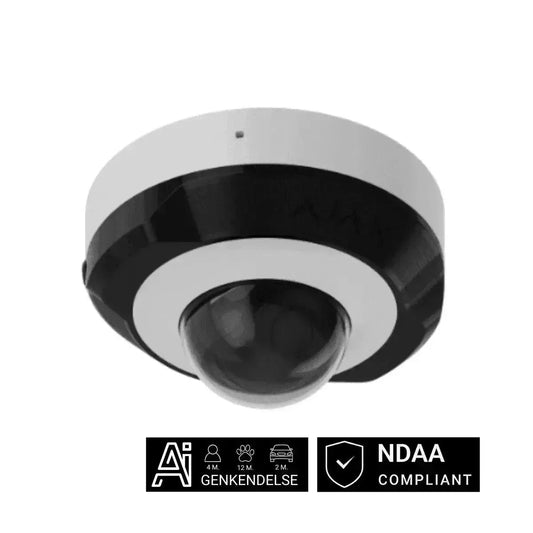 Ajax DomeCam Mini 8 MP Hvid – 4K Overvågning med AI og IR-lys - SIKSHOP