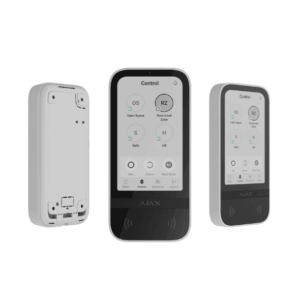 Ajax KeyPad TouchScreen Jeweller Hvid – Trådløst Touch-Betjeningspanel med Kontaktløs Autorisation - Sikshop