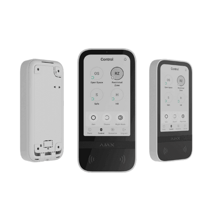Ajax KeyPad TouchScreen Jeweller Hvid – Trådløst Touch-Betjeningspanel med Kontaktløs Autorisation - Sikshop