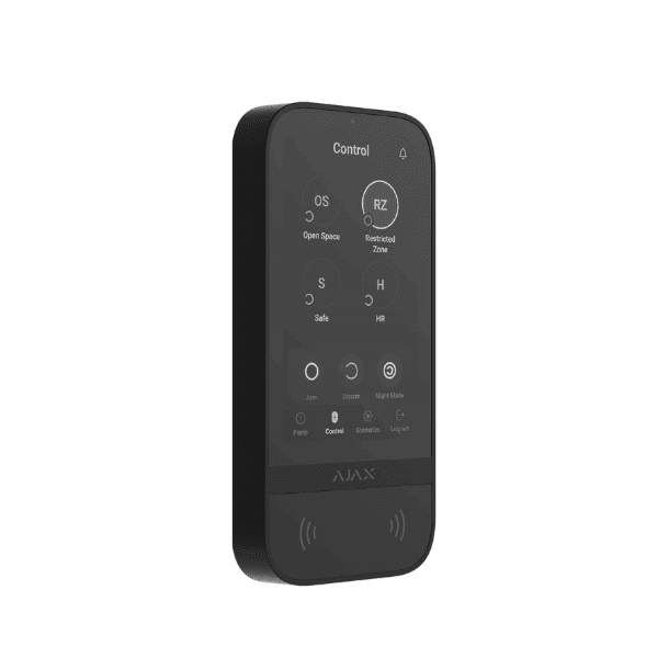 Ajax KeyPad TouchScreen Sort - Trådløs Tastatur med Berøringsskærm - Sikshop