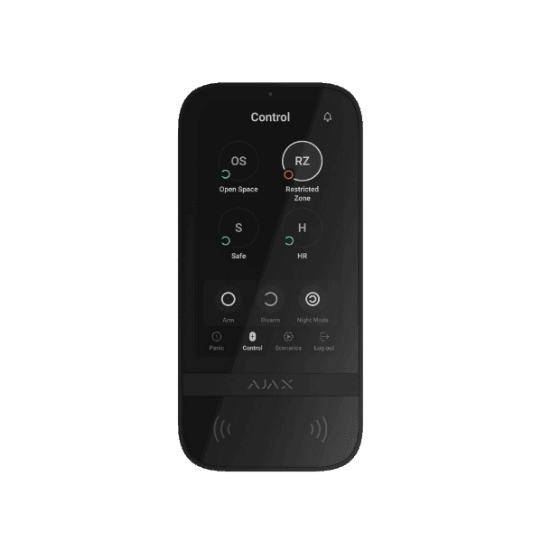 Ajax KeyPad TouchScreen Sort - Trådløs Tastatur med Berøringsskærm - Sikshop