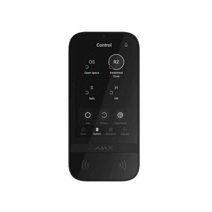 Ajax KeyPad TouchScreen Sort - Trådløs Tastatur med Berøringsskærm - Sikshop