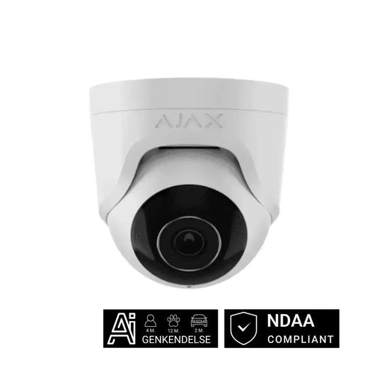 Ajax TurretCam – 8 MP, AI-genkendelse, 35m IR-lys, Hvid - SIKSHOP