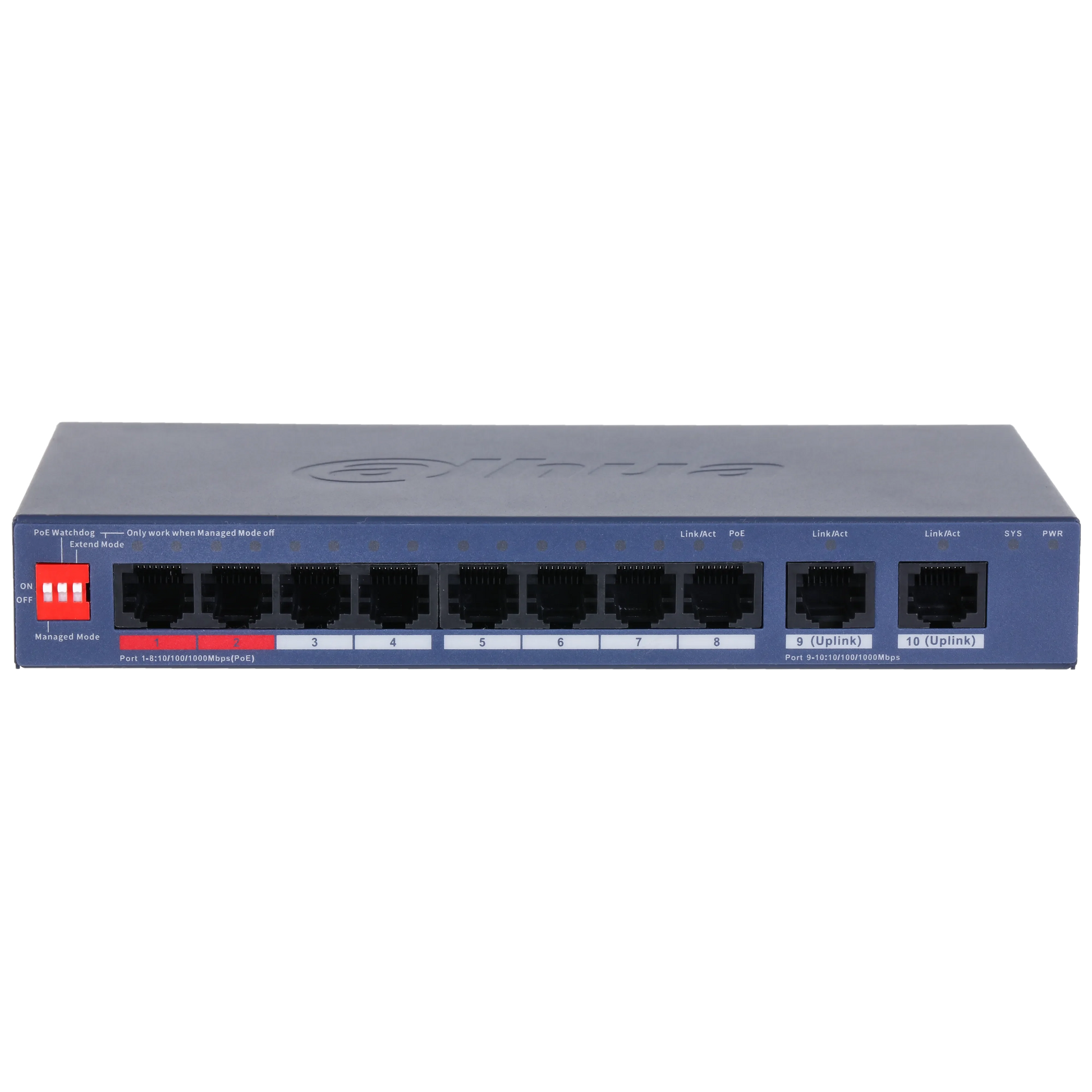 Dahua CS4010-8GT-110 – 10-Port Cloud Managed Gigabit Switch med 8 PoE-porte - Sikshop