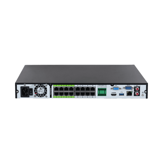 Dahua DHI-NVR5216-16P-EI - 16 Kanaler NVR, 16 PoE, 2 HDD, WizSense AI til Videoovervågning - SIKSHOP