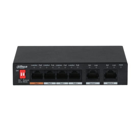 Dahua PFS3006-4ET-60-V2 – 4 Port PoE Switch (60W) med PSU - SIKSHOP