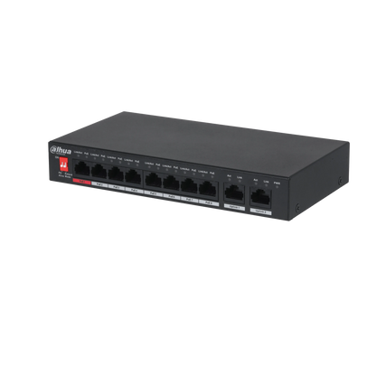 Dahua PFS3010-8ET-96-V2 – 8 Port PoE Switch (96W) med PSU - Sikshop