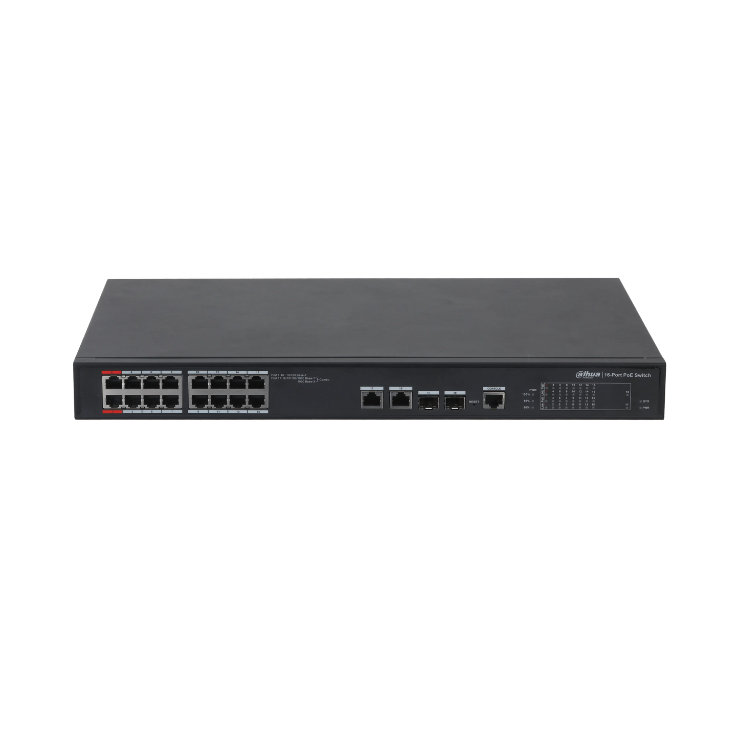 Dahua PFS4218-16ET-240-V3 – 18-Port Managed Desktop PoE Switch med 16 PoE-porte - Sikshop