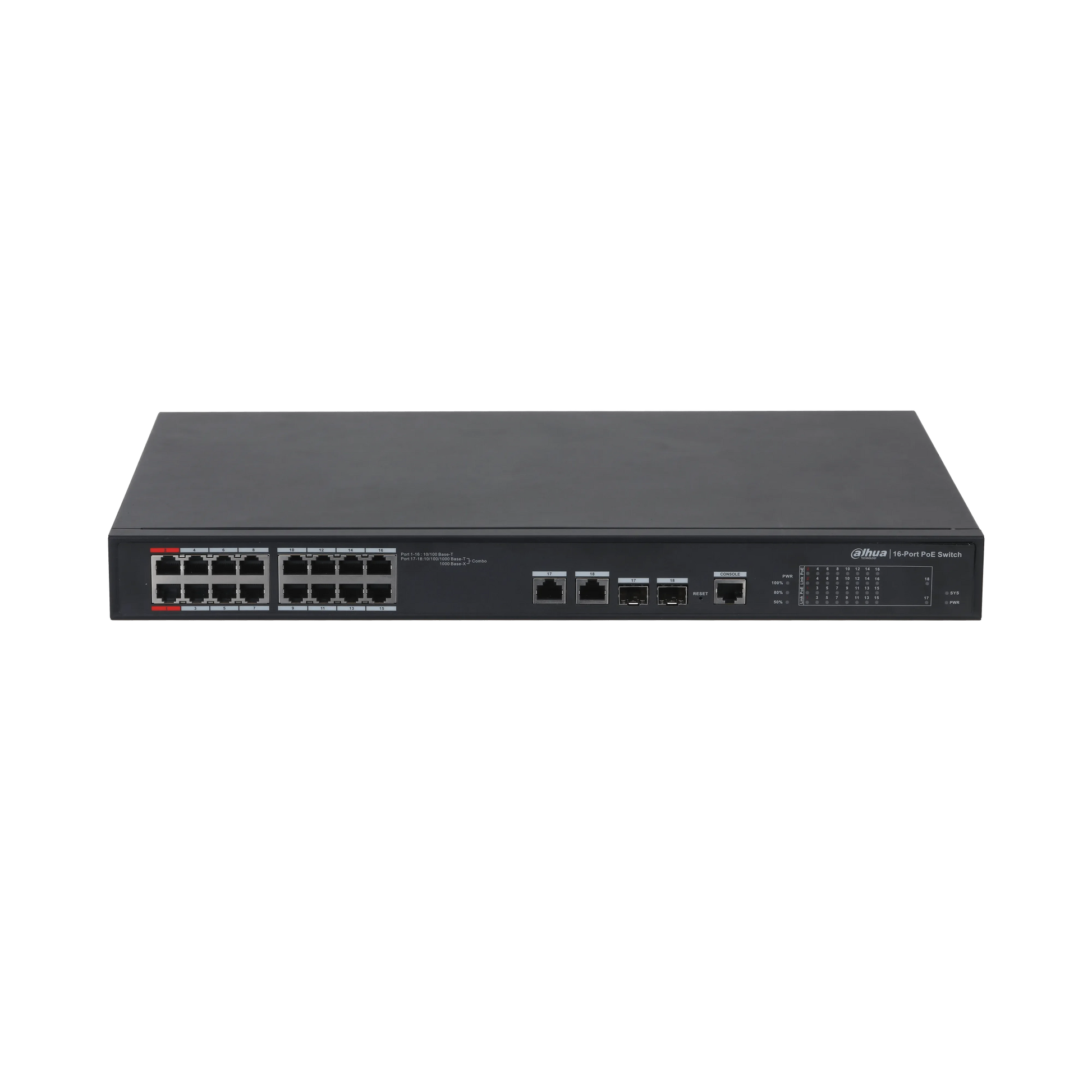 Dahua PFS4218-16ET-240-V3 – 18-Port Managed Desktop PoE Switch med 16 PoE-porte - Sikshop
