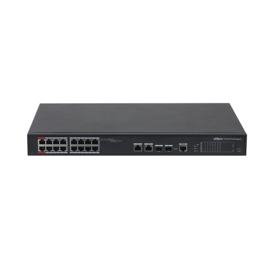 Dahua PFS4218-16ET-240-V3 – 18-Port Managed Desktop PoE Switch med 16 PoE-porte - SIKSHOP