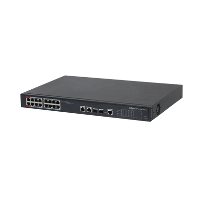 Dahua PFS4218-16ET-240-V3 – 18-Port Managed Desktop PoE Switch med 16 PoE-porte - Sikshop