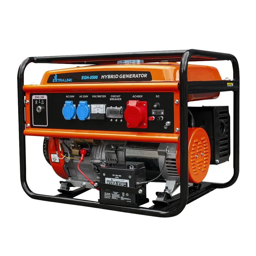 Extralink EGH-5500 Hybrid Generator – 5.5 kW Benzin, LPG & Naturgas (3-faset) - Sikshop