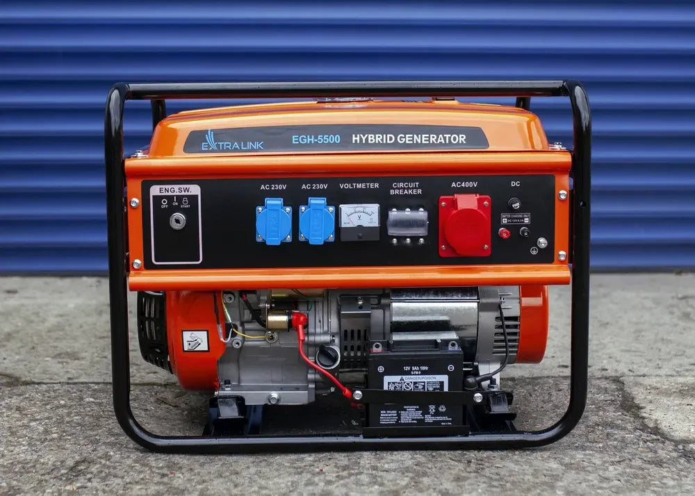Extralink EGH-5500 Hybrid Generator – 5.5 kW Benzin, LPG & Naturgas (3-faset) - Sikshop