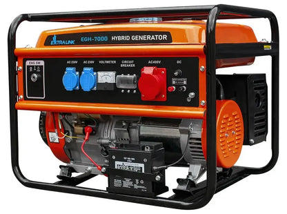 Extralink EGH-7000 Hybrid Generator – 7 KW 3-Faset til Benzin, LPG & Naturgas - Sikshop