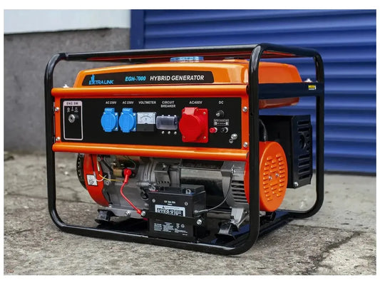 Extralink EGH-7000 Hybrid Generator – 7 KW 3-Faset til Benzin, LPG & Naturgas - SIKSHOP