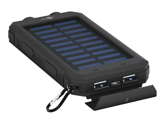 Goobay udendørs PowerBank 8.0 – Solarstrømbank 8000 mAh, Sort