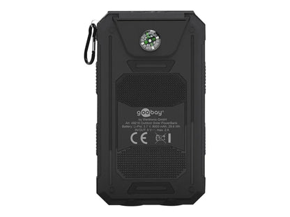 Goobay udendørs PowerBank 8.0 – Solarstrømbank 8000 mAh, Sort