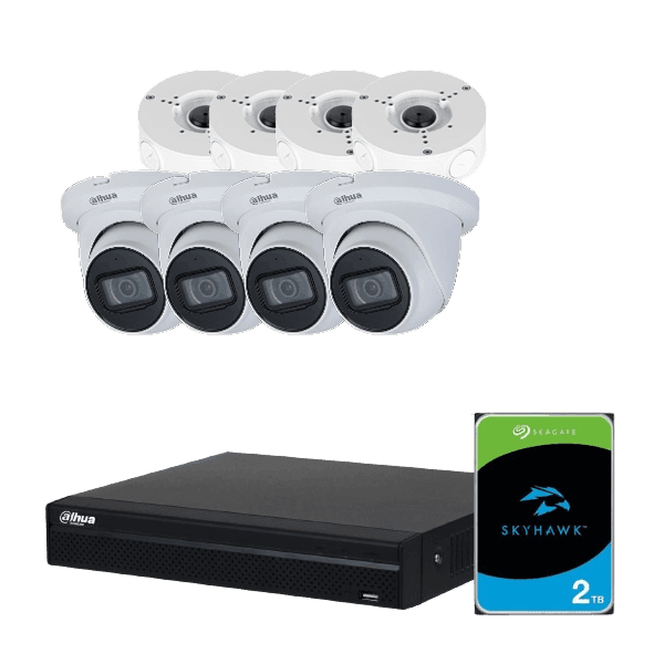 Komplet Dahua 4-kanals NVR med 5MP kameraer og 2TB harddisk - Sikshop