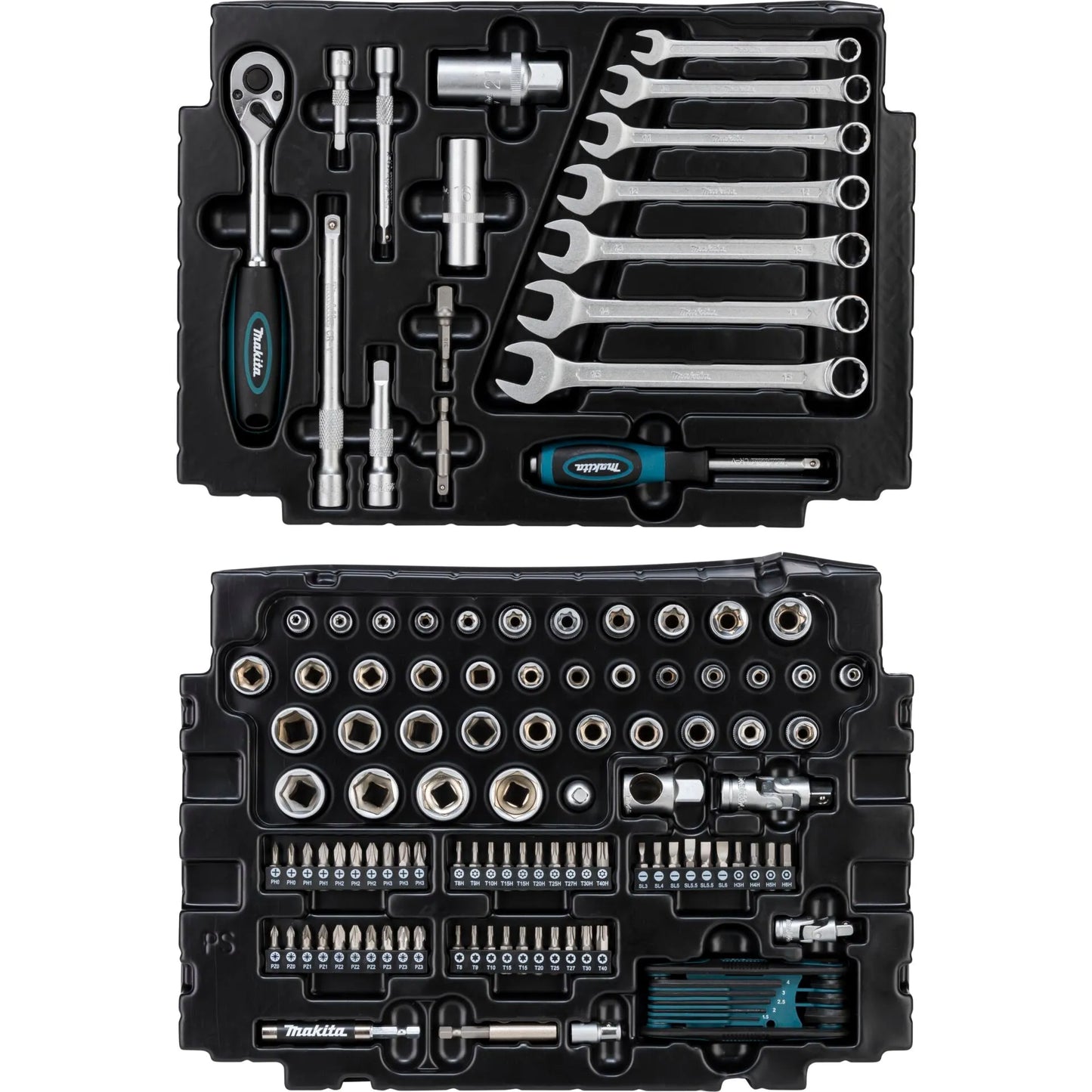 Makita Værktøjssæt 120 Dele – Mekanikersæt med Toppe og Tændrørssokler - Sikshop