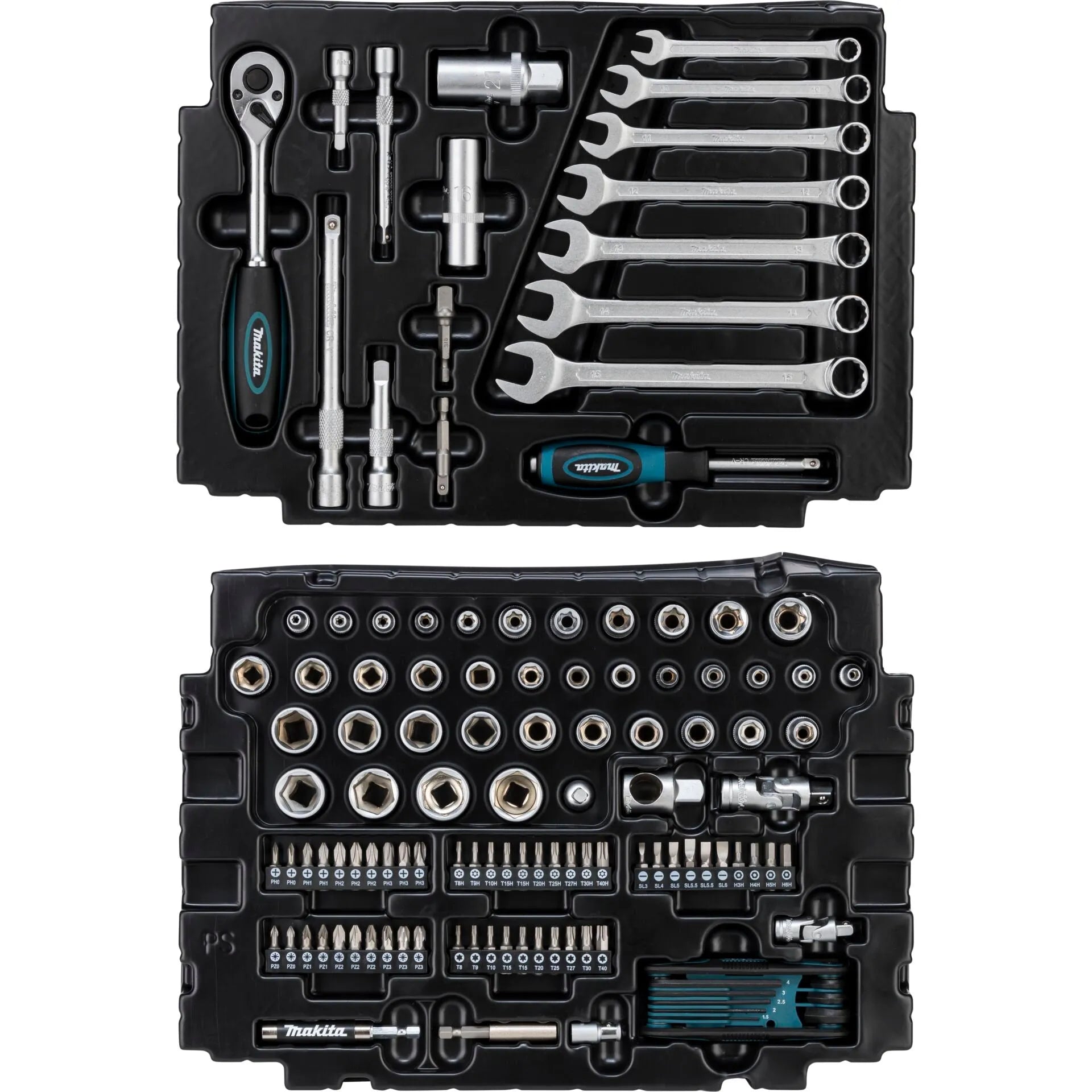 Makita Værktøjssæt 120 Dele – Mekanikersæt med Toppe og Tændrørssokler - Sikshop