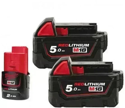 Milwaukee M18 & M12 Batterisæt NRG-502 | 2x5.0Ah + 1x2.0Ah & Lader - Sikshop