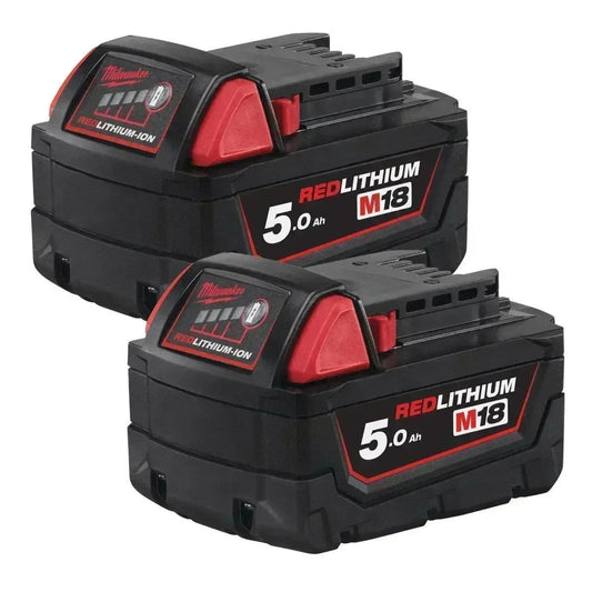 Milwaukee M18 Batterisæt B52 - 2 x 18V/5,0 Ah RedLithium-Ion™ - SIKSHOP