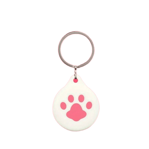MyKitty Airtag Nøglering - Silikone Vedhæng med Pink Poteafmærkninger - SIKSHOP