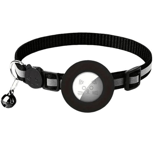 MyKitty Halsbånd – Sort Justerbart Kattehalsbånd med plads til Airtag - SIKSHOP