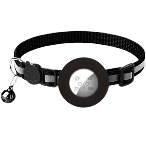 MyKitty Halsbånd Sort – Justerbart kattehalsbånd med AirTag-holder