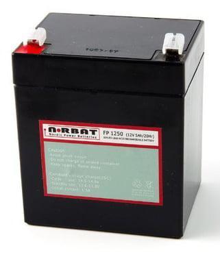 NorBat Standard Serie FP1250T1 - 12V 5.0 Ah Blyakkumulator - Sikshop