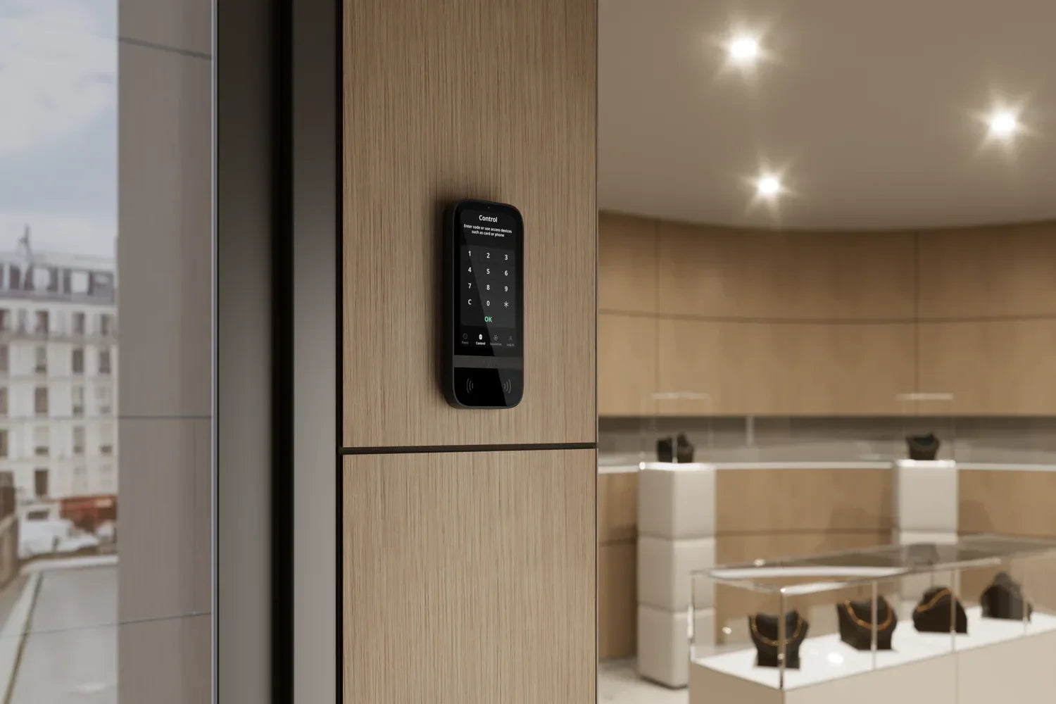 Ajax KeyPad TouchScreen Jeweller – Sort betjeningspanel med touchskærm - Sikshop