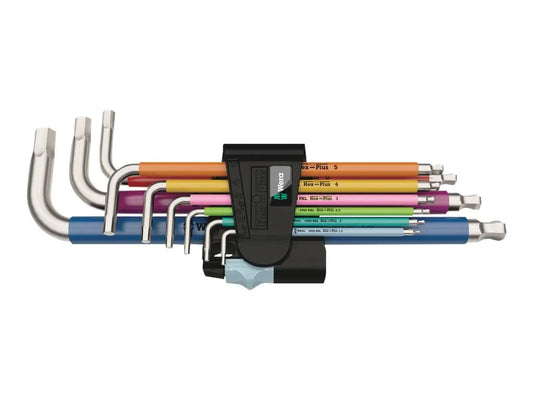 Wera 3950/9 Hex-Plus L-nøglesæt – 9 Dele i Farvekodet Holder - SIKSHOP