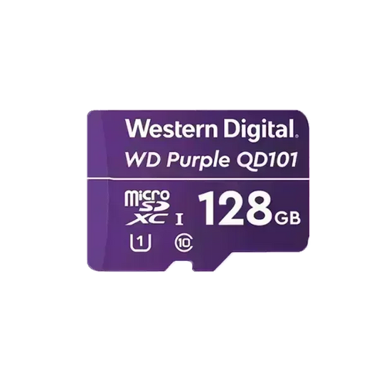 Western Digital WD Purple QD101 microSDXC 128GB - Højtydende Lagerløsning til Overvågning - SIKSHOP